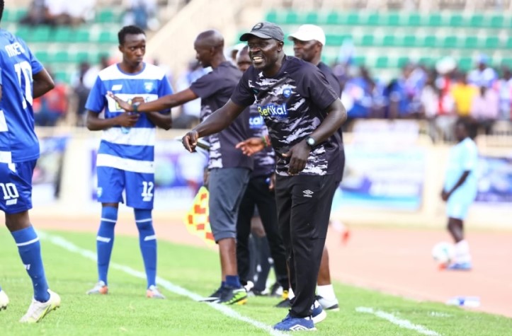 AFC Leopards SC Head Coach Tom Juma instructs his charges during their FKF Premier League match at Nyayo National Stadium on August 27, 2023