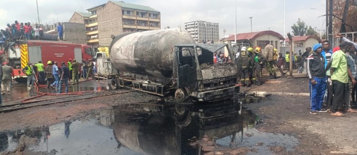 Image of the exploded LPG tanker at Avenue Park area in Pipeline, Nairobi on June 3, 2024