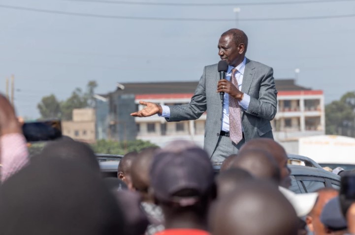 President William Ruto addresses residents of Kabuchai, Bungoma County, where he launched the tarmacking of various roads on May 31, 2024.